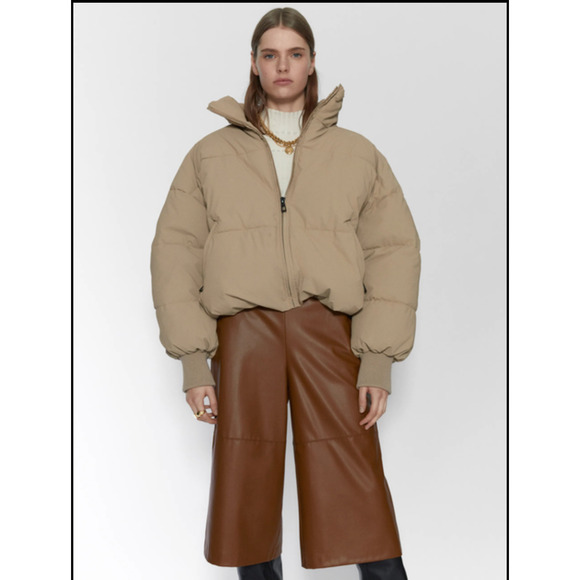 Zara Jacket Womens XL Black Puffer Oversized Crop Short Zip 4341/202 - Picture 16 of 16